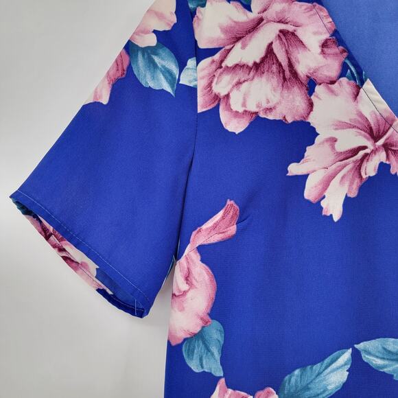 Soprano‎ Women's Floral Choker Neck Shift Dress Blue Size Medium - Picture 7 of 10